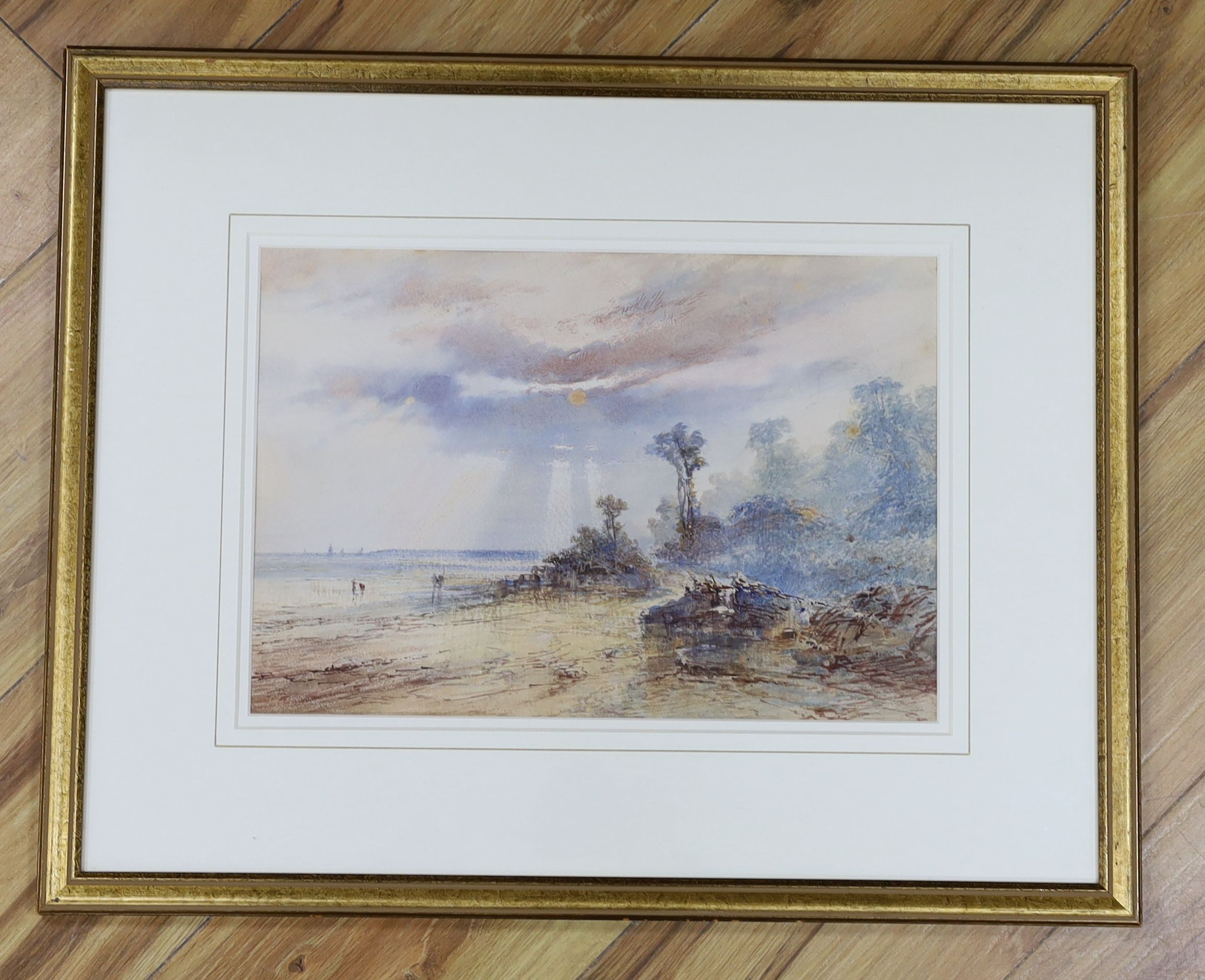 Attributed to William Cook of Plymouth, (fl. 1870-1890), watercolour, Cornish coastal scene, 25 x 36cm